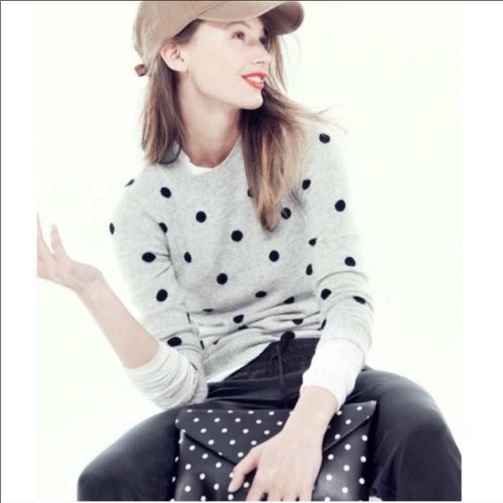 J. Crew Invitation Black and White Polka Dot Leather‎ Purse